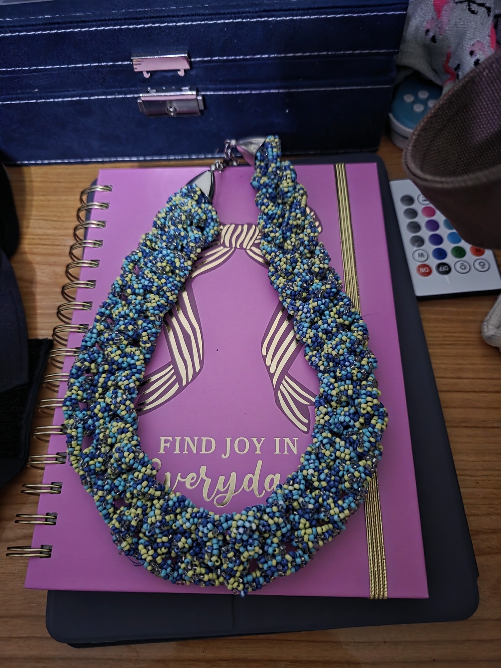 Lane Bryant Blue, Yellow & Green Braided Beaded Necklace